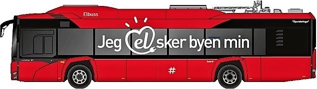 Et halvt hundre år etter at trolleybussene forsvant fra bybildet, skal eldrevne busser – som i motsetning til trolleybussene skal klare seg uten overhengende strømledninger – igjen bli å se i rutetrafikk i Oslo. Illustrasjon: Ruter.