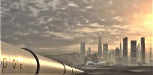 Hyperloop. Kanskje i overskuelig fremtid – med Hyperloop istedenfor høyhastighetstog eller fly fra en storby til en annen. Illustrasjon: Klipp fra Virgin Hyperloop-video. 